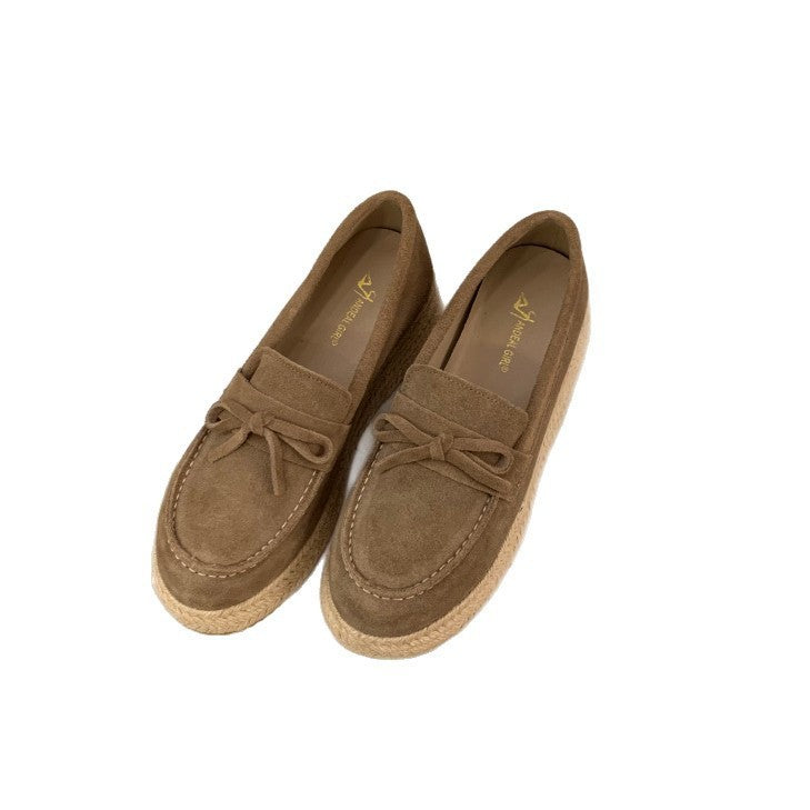 Women's Style Straw Woven Platform Wedge Small Autumn Mid Women's Cotton Shoes