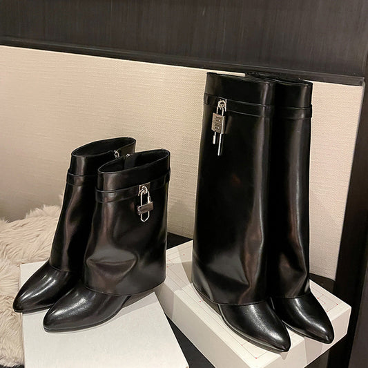 Women's Lock Pants Shark Tall Knight Black Short Boots