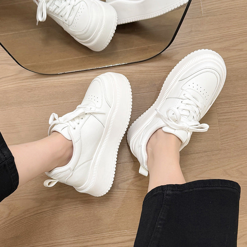 Women's Small Curved Moon Platform White Spring Women's Board Shoes