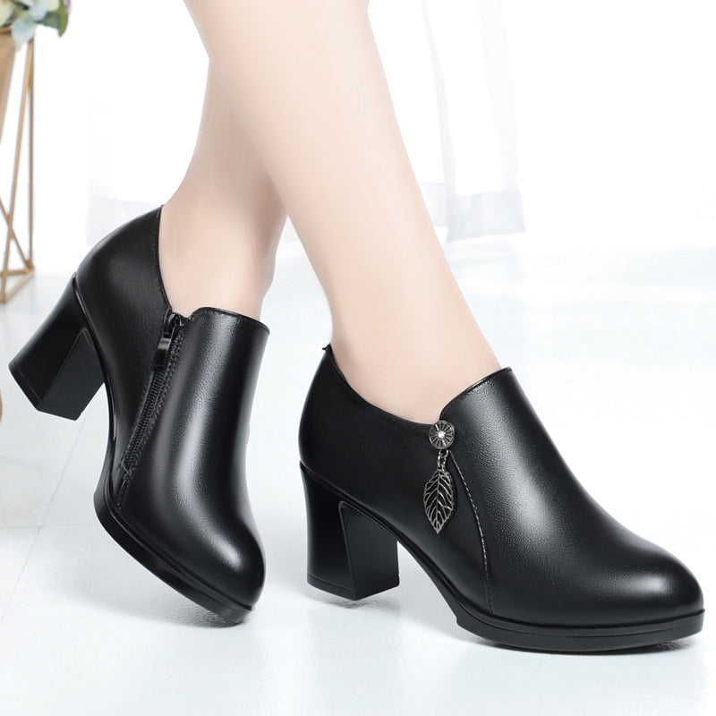 Women's Deep Mouth Pumps Chunky High Spring Women's Shoes