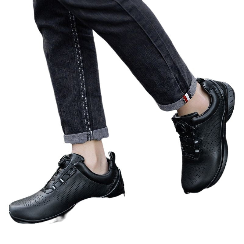 Men's Rotating Automatic Buckle Fire Protection Spare Cowhide Mesh Breathable Outdoor Men's Business Leather Shoes