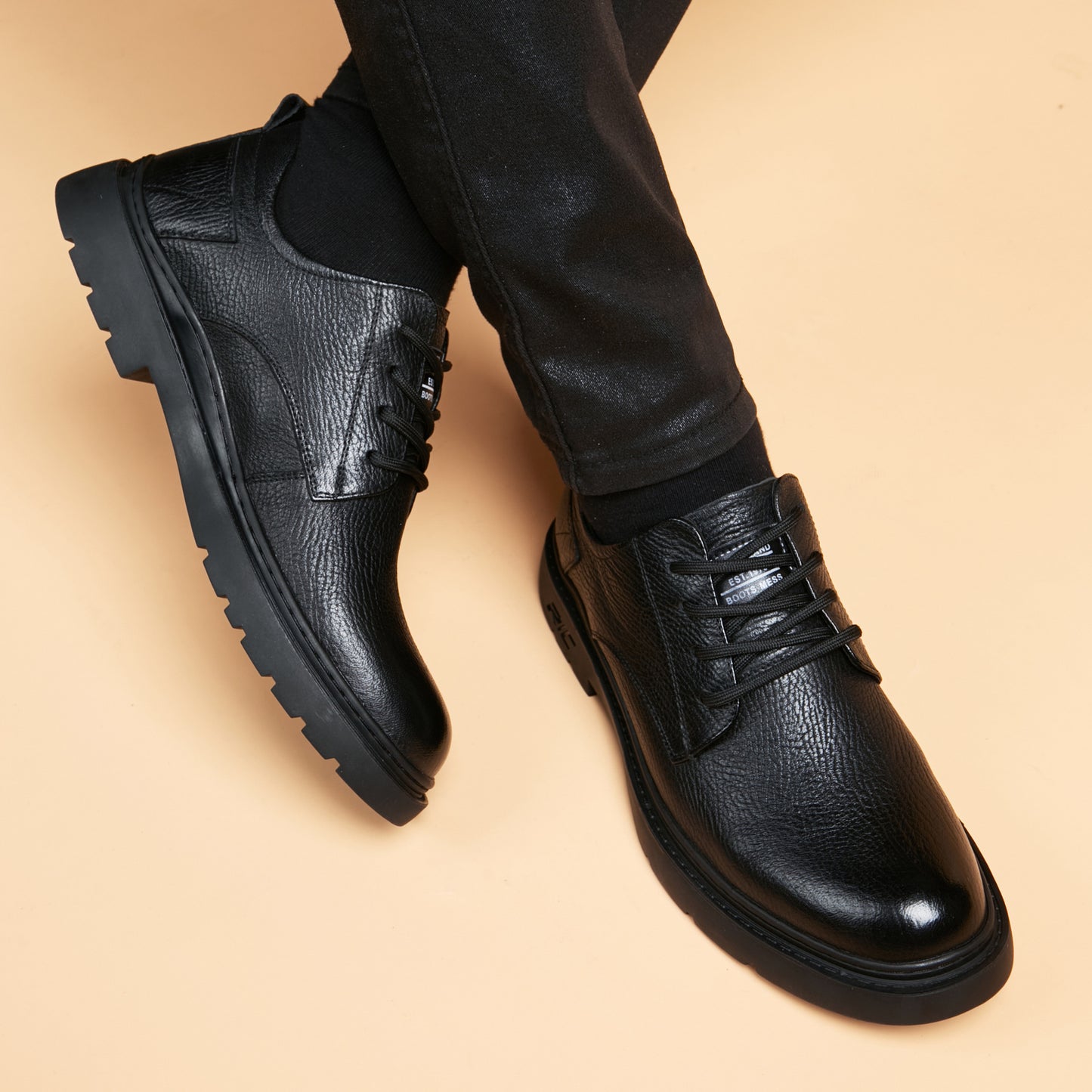 Men's British Style Trendy Height Increasing Insole Slip-on Soft Men's Business Leather Shoes