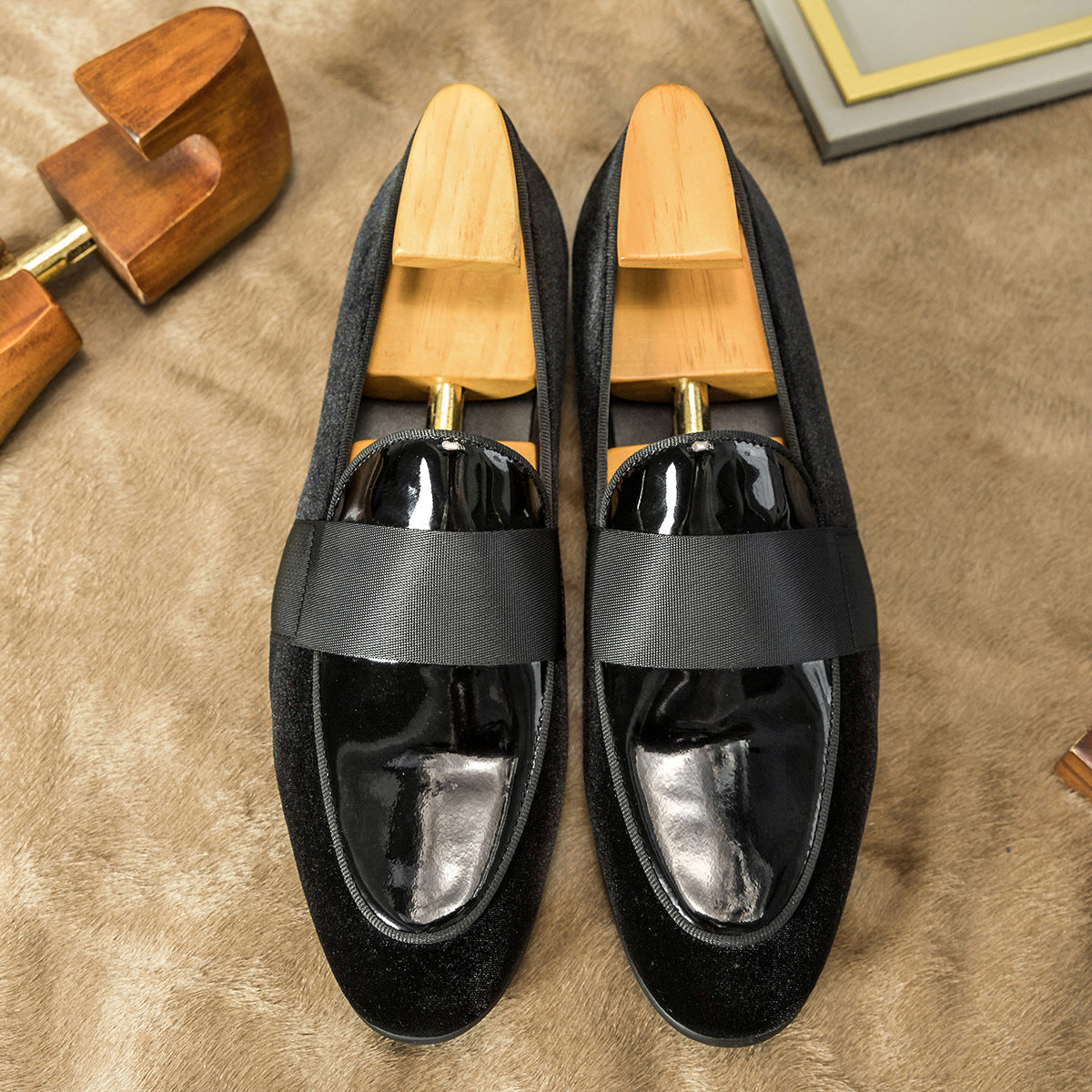 Men's Veet Patent Korean Business Round Loafers/doug Shoes