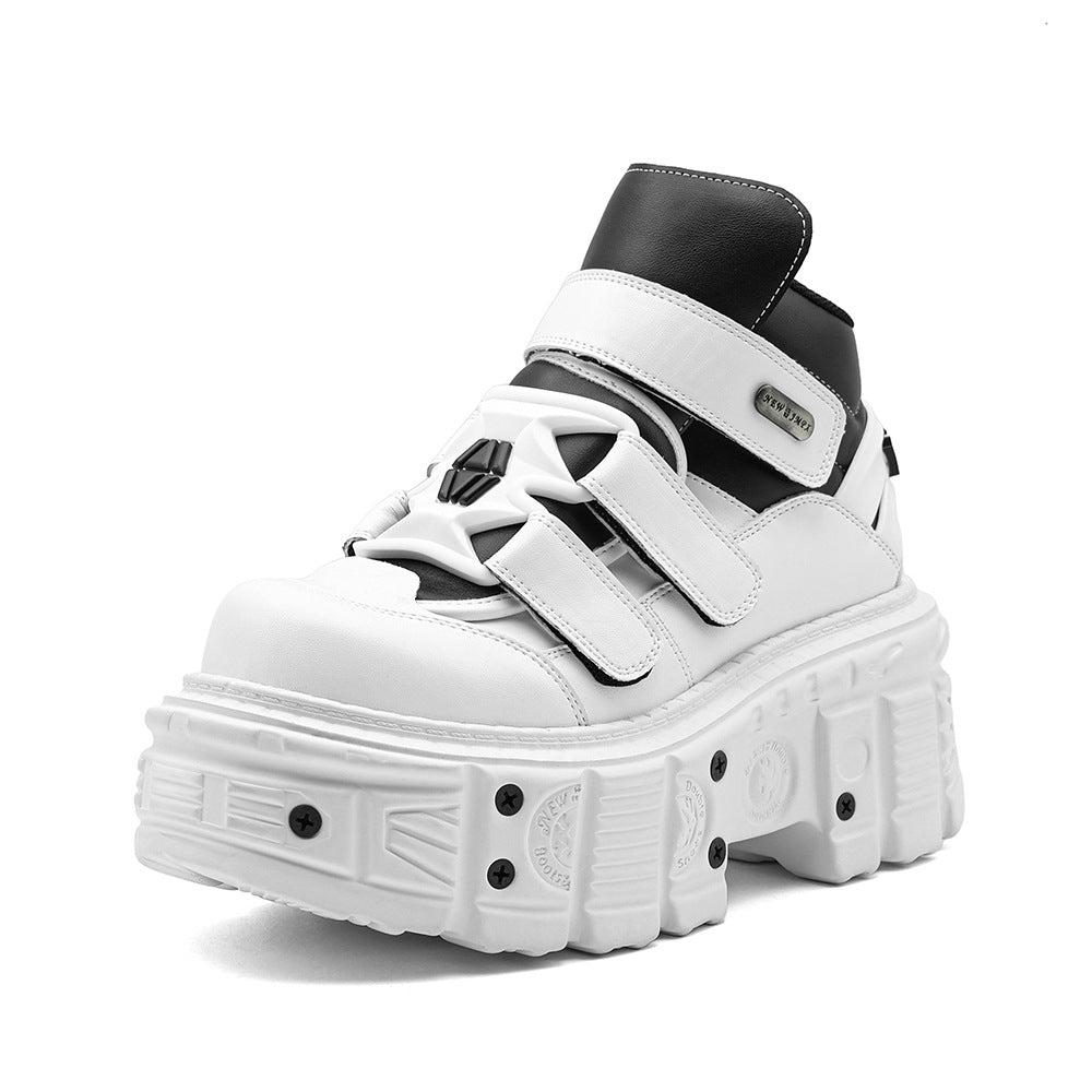 Women's & Men's Platform Punk Dad Height Increasing Muffin Women's Leather Boots