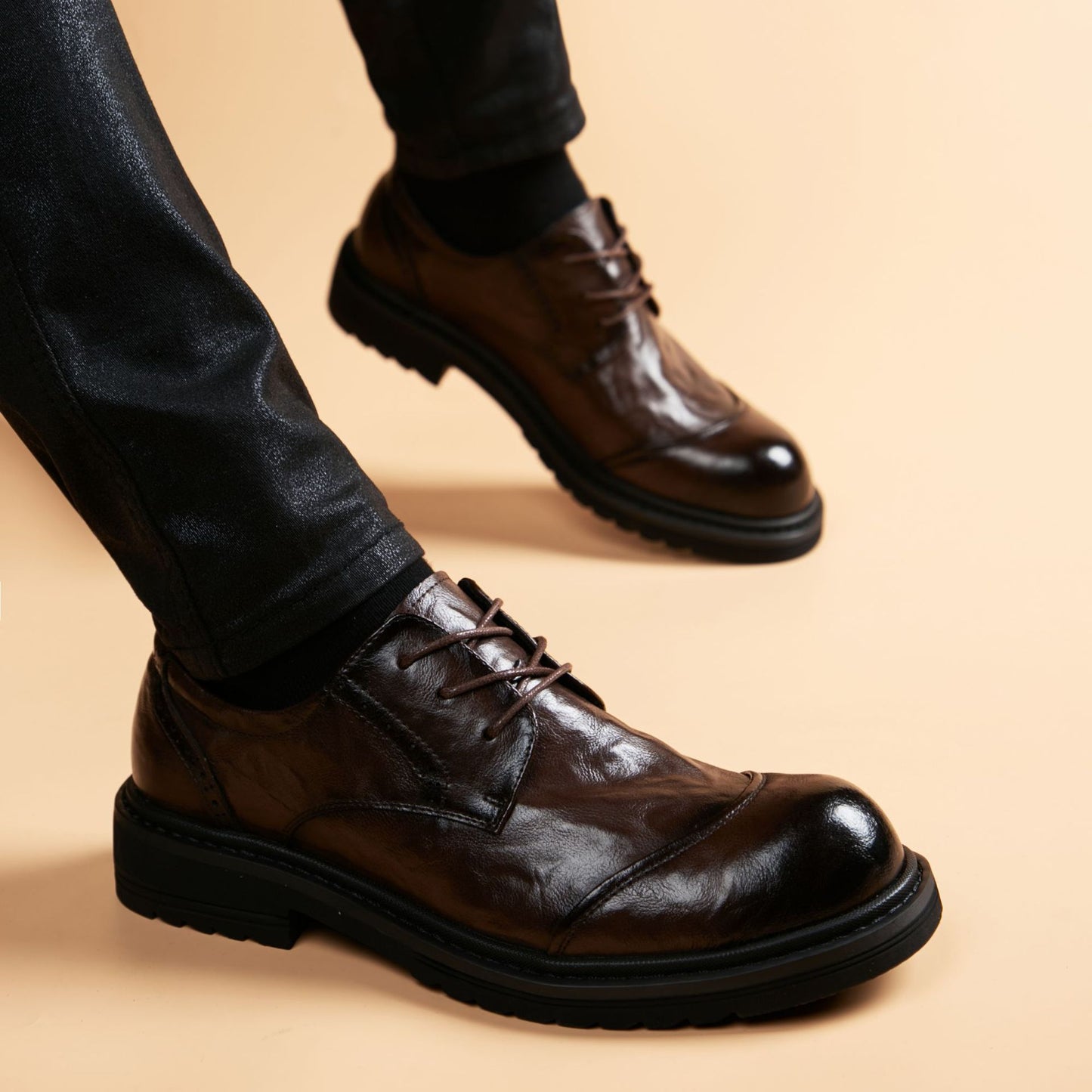 Men's Toe Thick-soled British Style Fashion Korean Leather Shoes