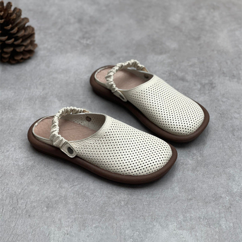 Women's Soled Flats Closed Toe Hollow Out Flat Slippers