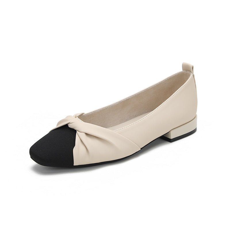 Women's Bow Style Low Low-cut Color Matching Heels