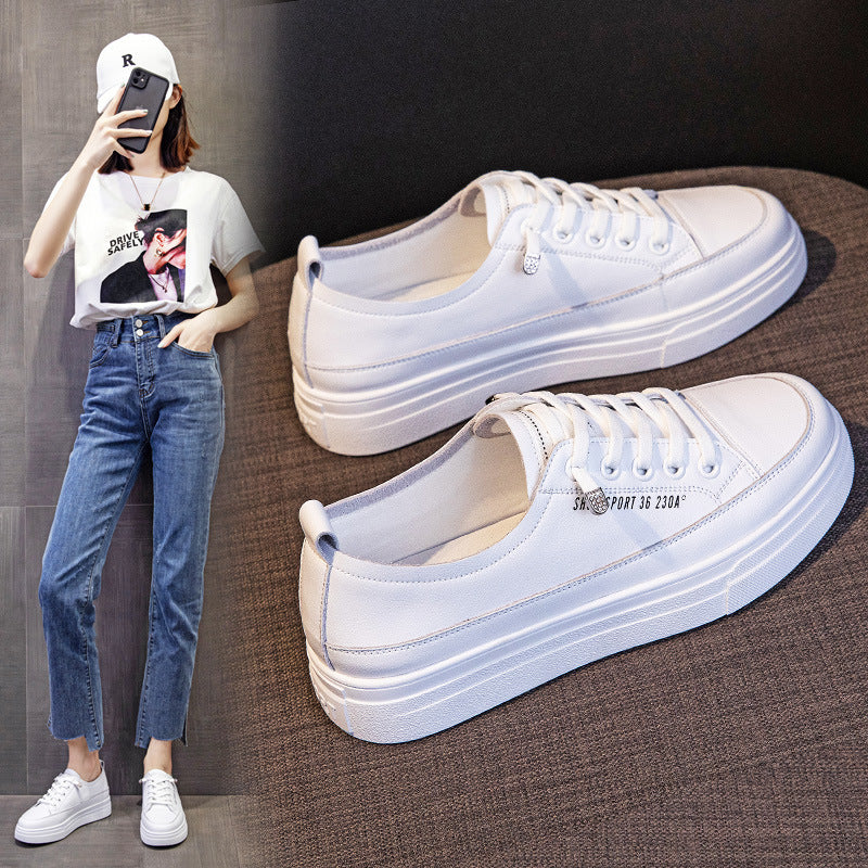 Women's White Spring Genuine Single Breathable Women's Casual Shoes