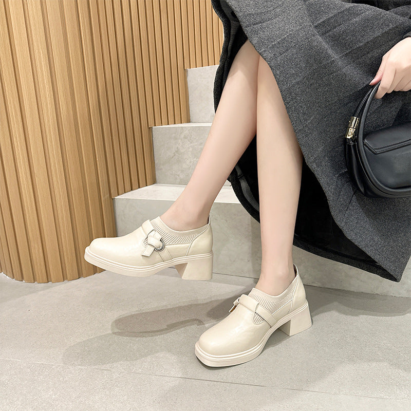 Women's Genuine Korean Chunky Knitted Slip-on Ankle Women's Fashion Shoes