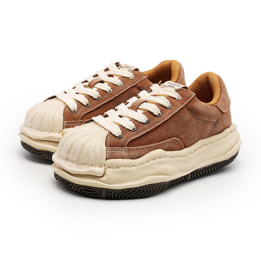 Women's & Men's Washed Worn Dissoed Niche Retro Patchwork Platform Men's Board Shoes