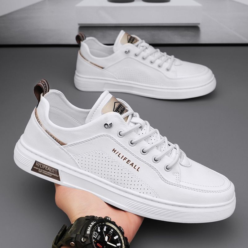 Men's Korean Style Versatile White Thick Bottom Sports Sneakers