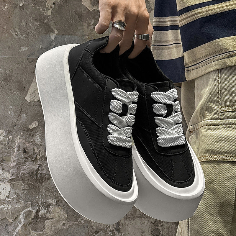 Men's Trendy Breathable White Thick Bottom Heightened Platform Versatile Casual Shoes