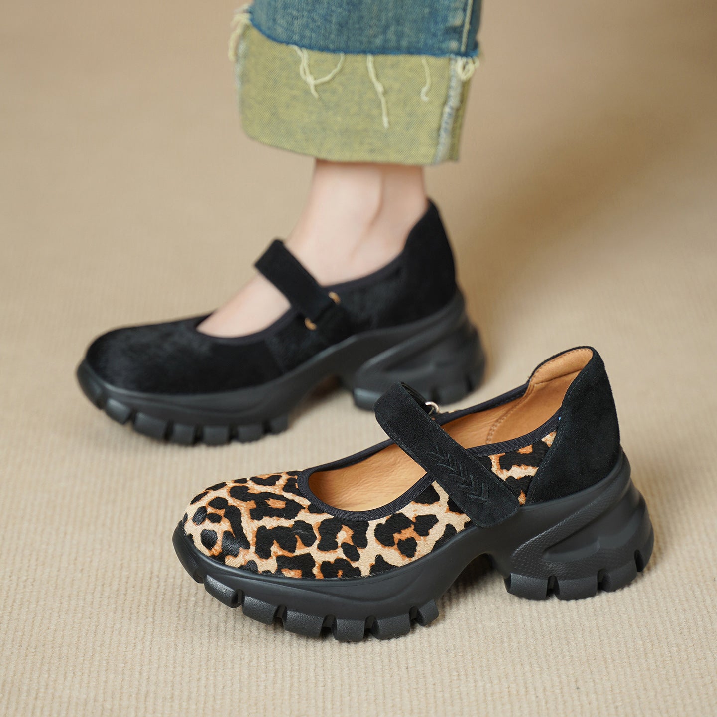 Women's Print Pumps Spring Korean Style Slip-on Soft Bottom Two-way Wear Women's Fashion Shoes
