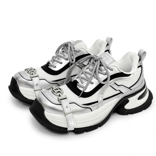 Men's Square Toe Buckle Stylish Height Increasing Thick Men's Board Shoes