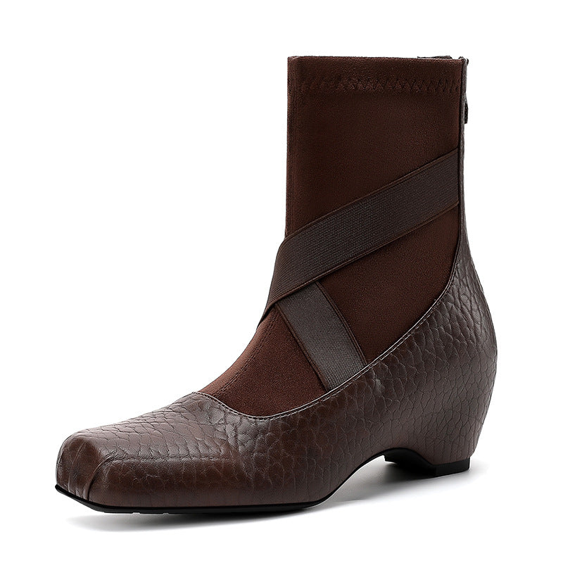 Women's Insole Elegance Retro Below The Knee Women's Leather Boots