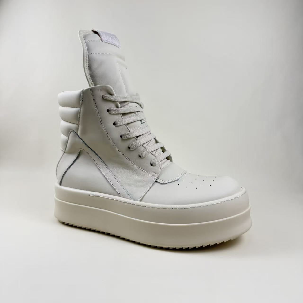 Women's & Men's Classic Inverted Triangle Dark Style Thick Sole Height Leather Shoes
