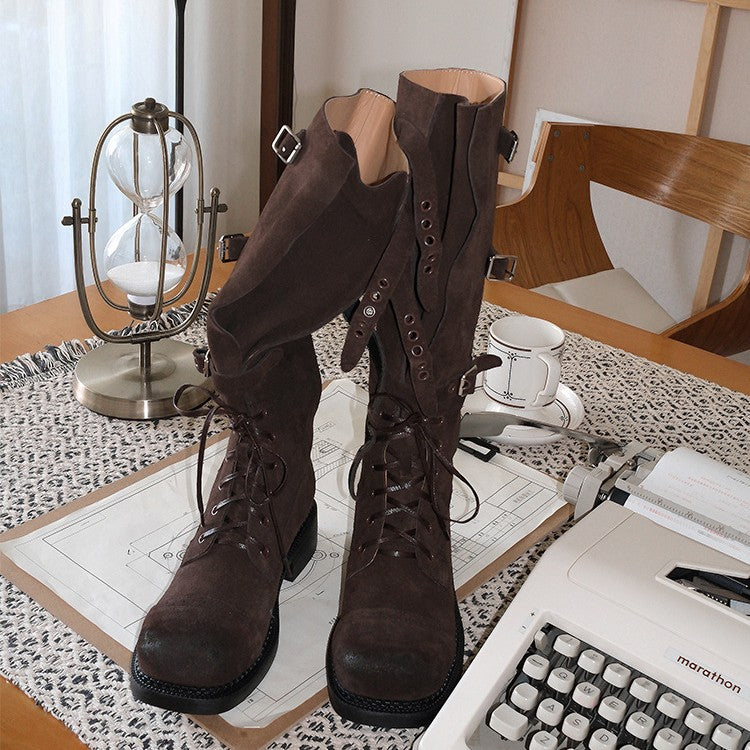 Women's Knight Retro British Long Female Cowboy Snow Boots