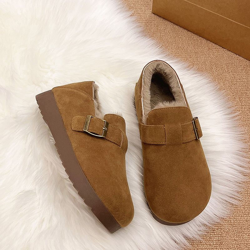 Women's All-inclusive Winter Slip-on Retro Fluffy Cotton Women's Shoes