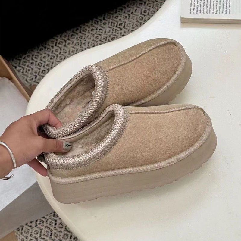 Sheepskin Fur One-piece Thick-soled Ethnic Style Knitted Belt Tasman Boots
