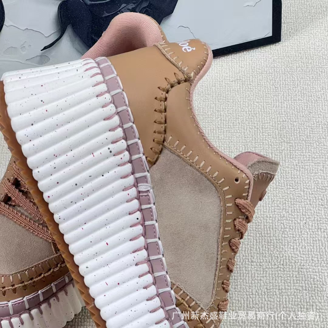 Women's Thick-soled Platform Small Height Increased Handmade Sneakers