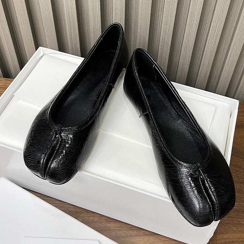 High Version Genuine Sheep Skin Split Toe Flat Ballet Loafers