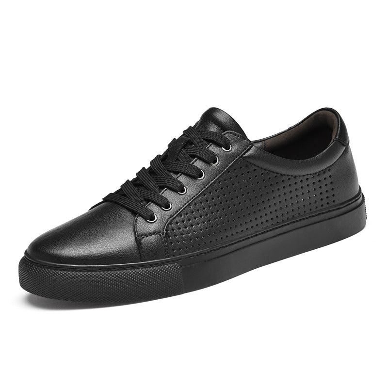 Women's & Men's White Winter Cowhide Surface Flat Hollowed Men's Board Shoes