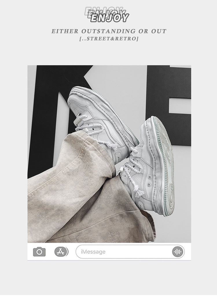 Men's Height Increasing Niche Versatile Distressed Polished Sneakers