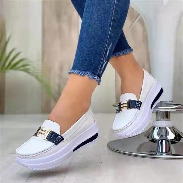 Women's Thick Bottom Round Head Solid Color Shallow Women's Shoes