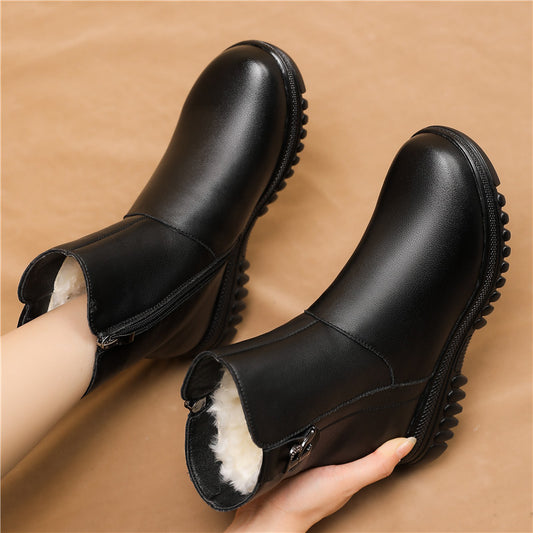 Mother's Cotton Winter Fleece-lined Warm Genuine Women's Shoes