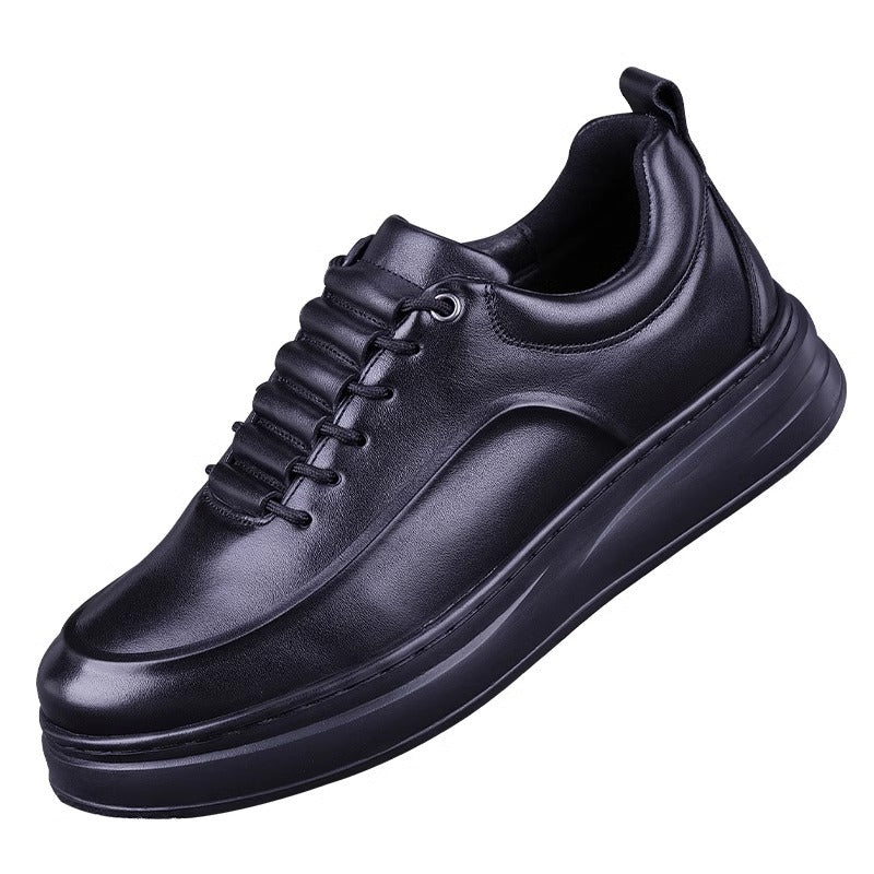 Men's First Layer Cowhide Autumn Platform Sports Leather Shoes