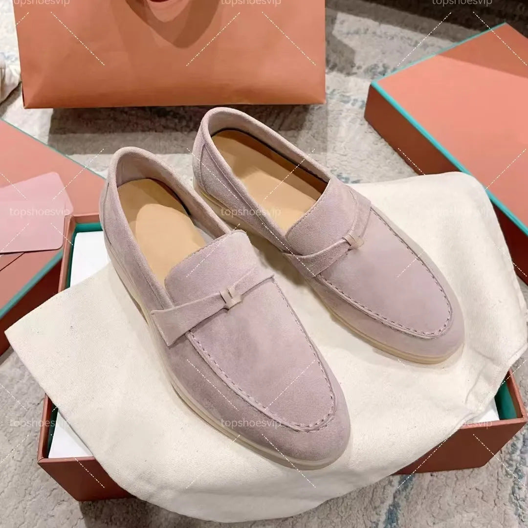Women's Sheepskin Slip-on Pumps British Tassel Buckle Women's Casual Shoes