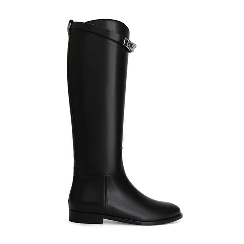 Women's Long Thick Leg Big Below The Knee Show Skinny Tall Women's Leather Boots