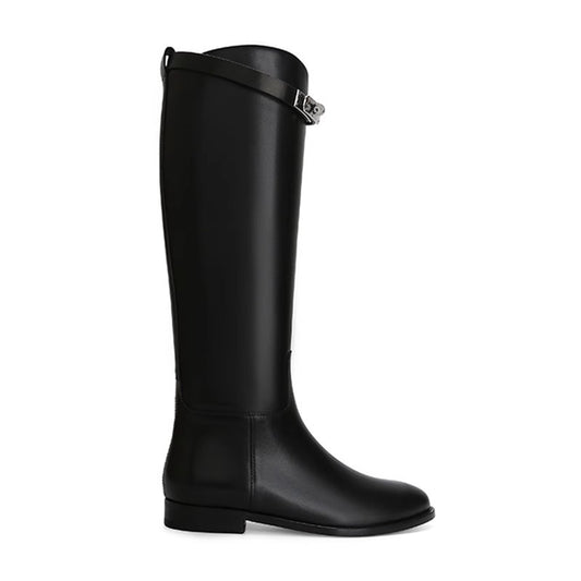 Women's Long Thick Leg Big Below The Knee Show Skinny Tall Women's Leather Boots