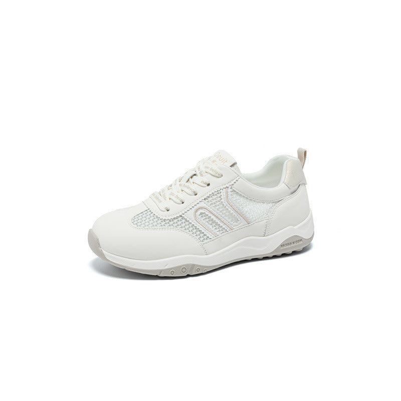 Women's Large Size White Mesh Breathable Flat Women's Casual Shoes