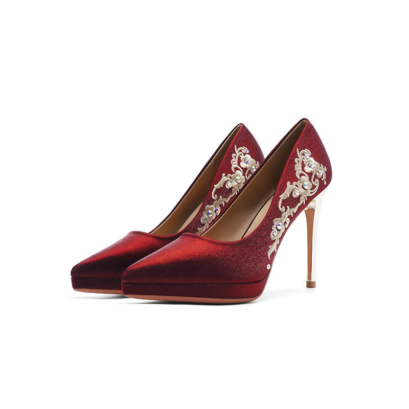 High Female Pointed Toe Stiletto Waterproof Platform Women's Fashion Shoes