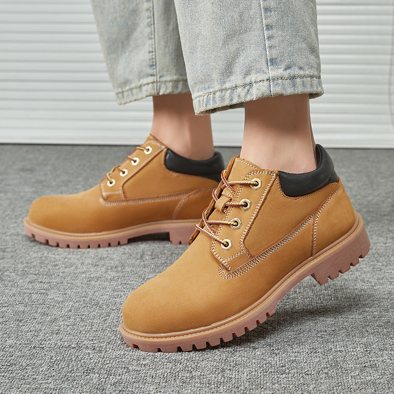 Men's Low-cut Waterproof Martin Top Layer Cowhide Worker Thick Bottom Outdoor Men's Casual Leather Shoes