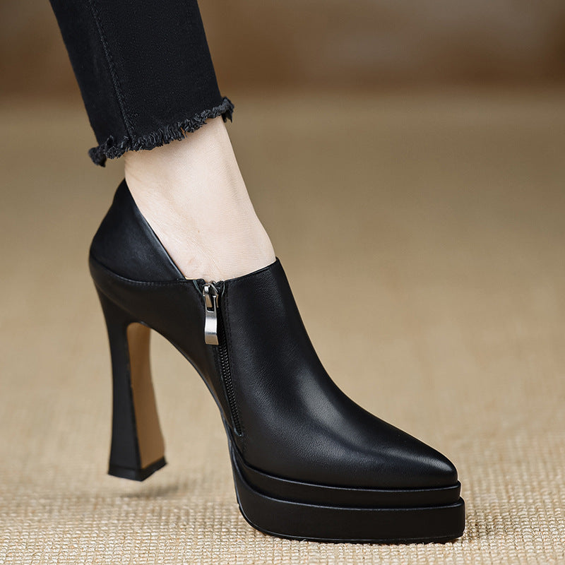 Fashion High-cut Side Zipper For Shorties Elegant Comfortable Women's Casual Shoes
