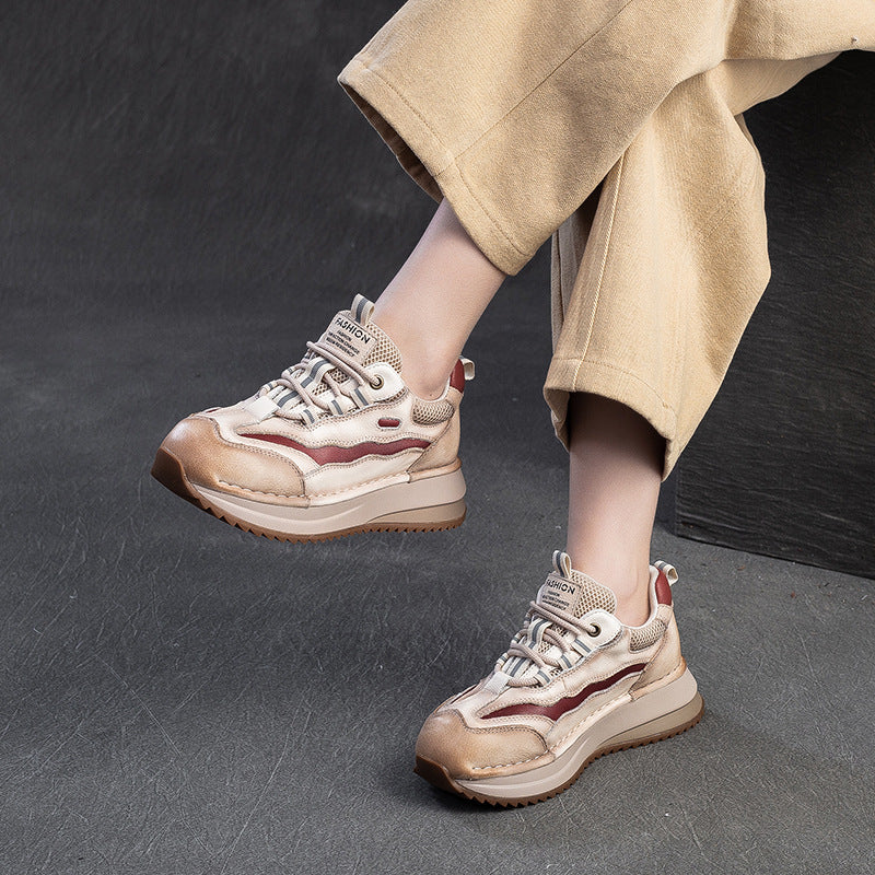 Women's Thick Sole Increased Assorted Colors Retro Pumps Breathable Casual Shoes