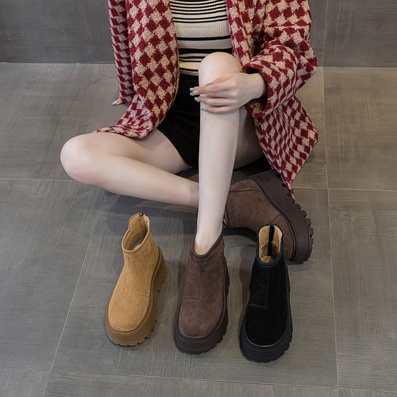 Women's Fleece-lined Platform Fashionable Temperament Short Warm Boots