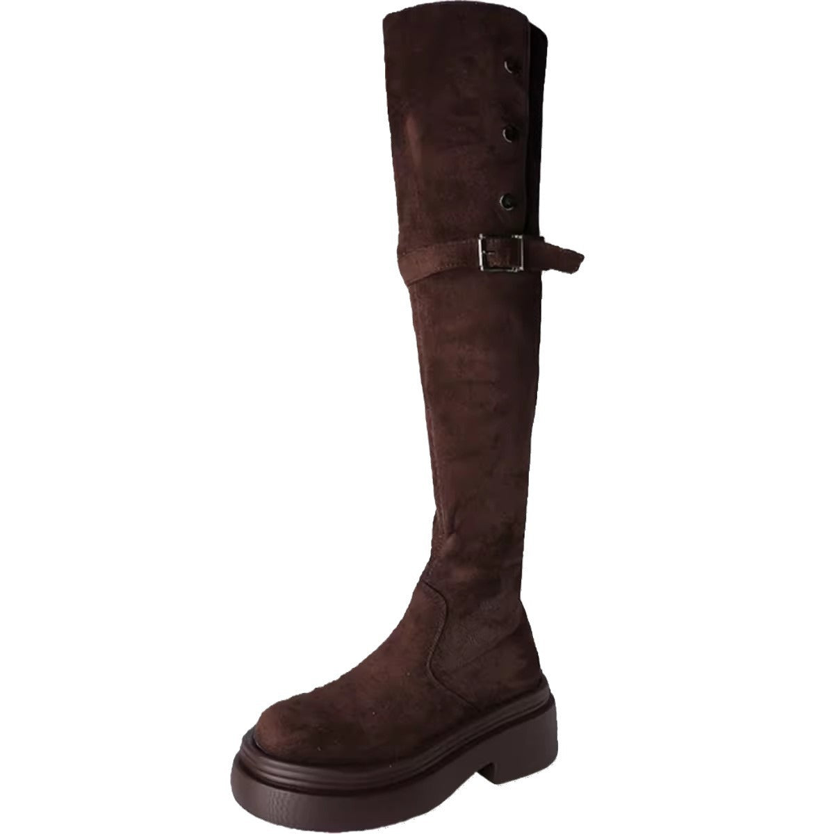 Women's Fashion Tribe Two Wear Fold Thick Bottom Chunky Women's Leather Boots
