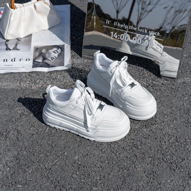Women's Cowhide Version Small Height Increasing Genuine Platform Women's Shoes