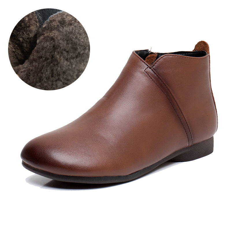 Women's Toe Flat Mom Winter Fleece Lined Women's Shoes