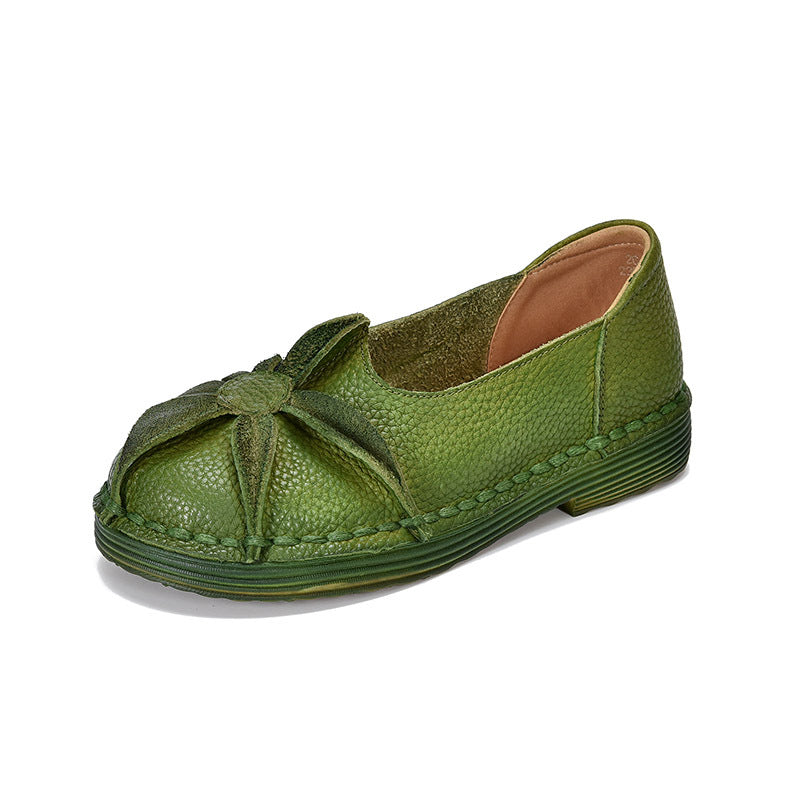 Women's Ethnic Style Mother First Layer Cowhide Soft Bottom Shallow Women's Casual Shoes