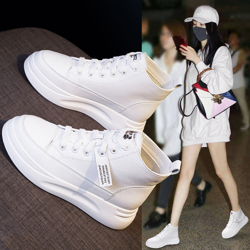 Women's Korean Style Platform White Sports Single Casual Shoes