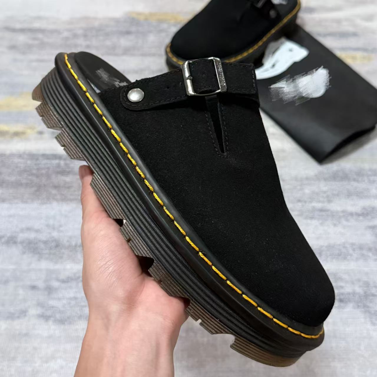 Women's & Men's Martin Half Slip-on Suede Toe Cap Mules Fashion Thick-soles Slippers