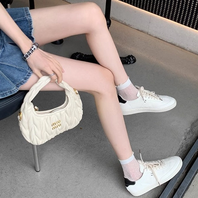 Women's Grape Mom Cowhide Lace Up Sports Round Casual Shoes