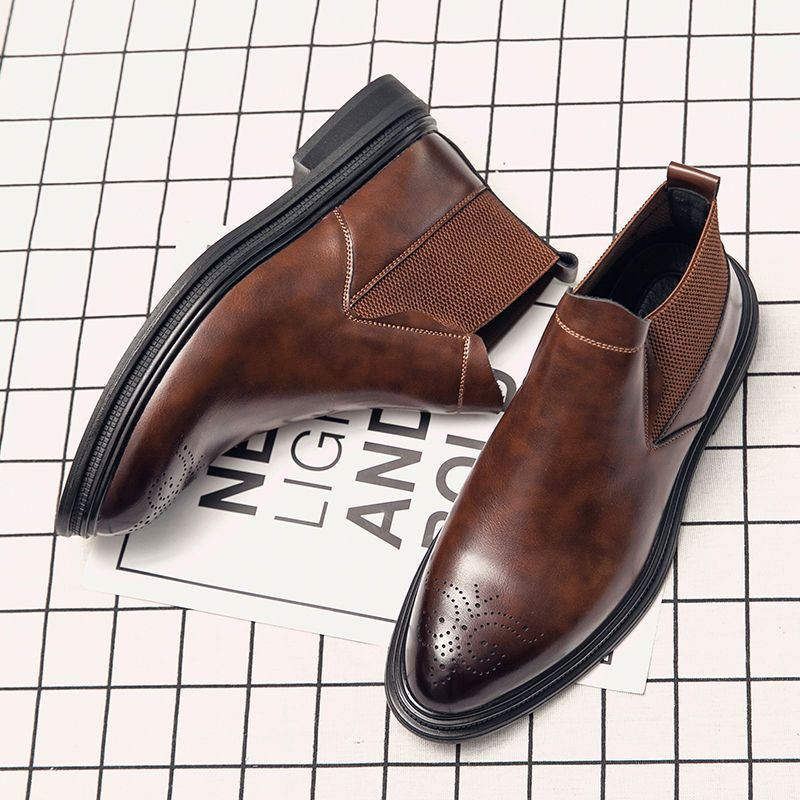 Men's Martin British Fashion Korean Style Hair Stylist Chelsea Winter Veet Men's Business Leather Shoes