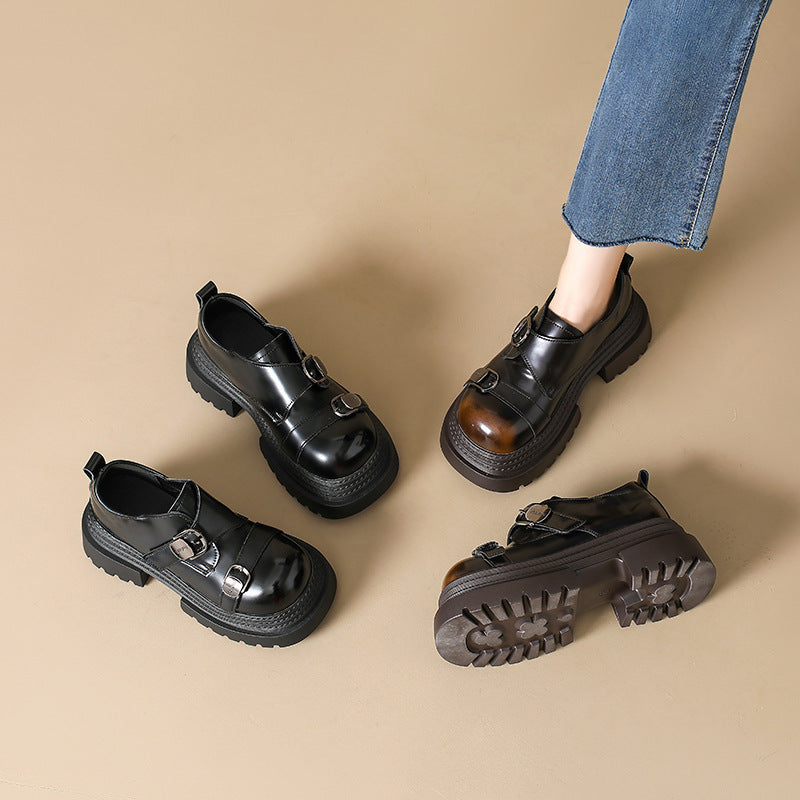 Spring Outdoor Wear British Style Mary Jane Female Leather Shoes