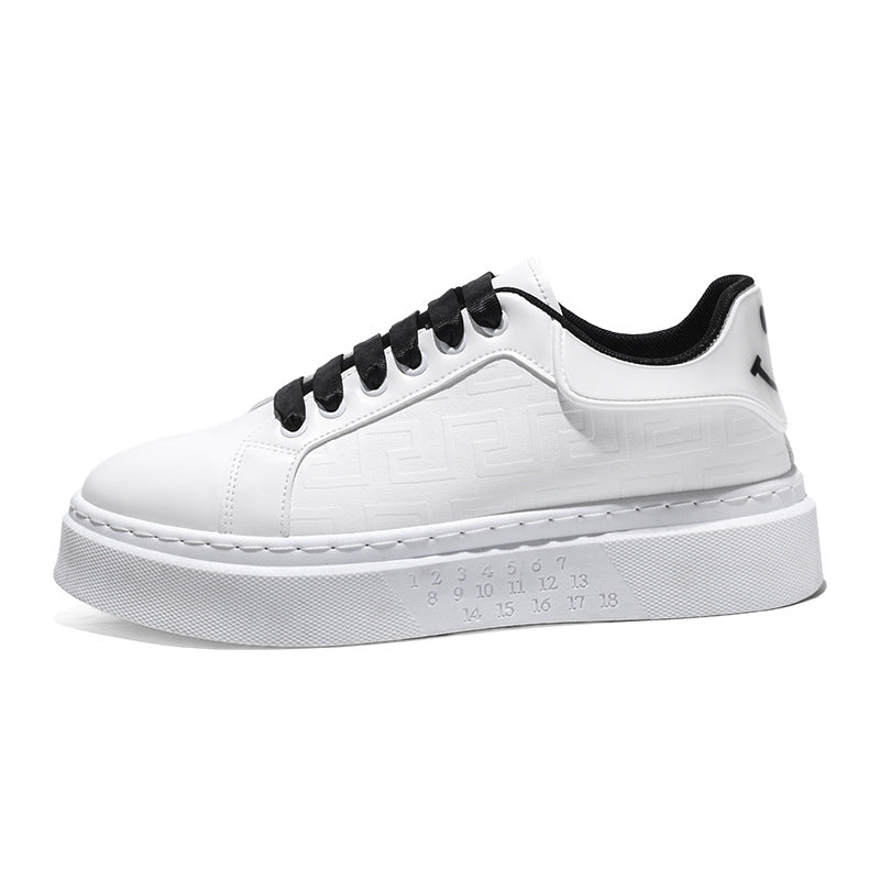 Men's Breathable White Korean Style Trendy Lace Sneakers