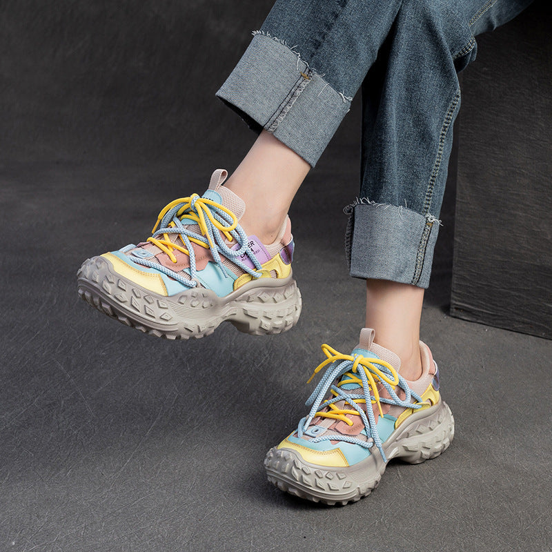 Women's Increased Durian Dad Candy Color Mesh Surface Women's Casual Shoes